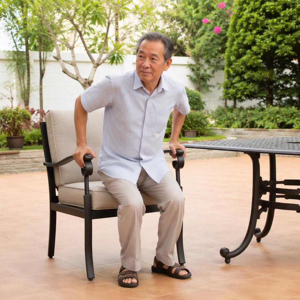 Với người lớn tuổi, việc đứng lên, ngồi xuống hoặc di chuyển trên nền ướt có thể khó khăn hơn
