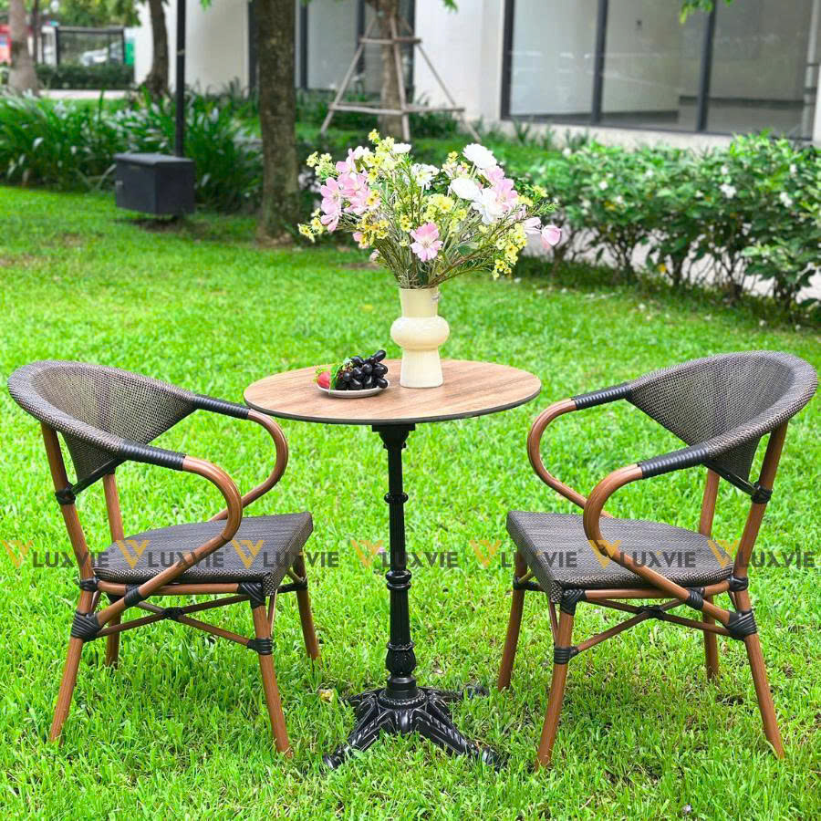 Bộ bàn ghế cafe ngoài trời LU2035C + Ghế LU3005C