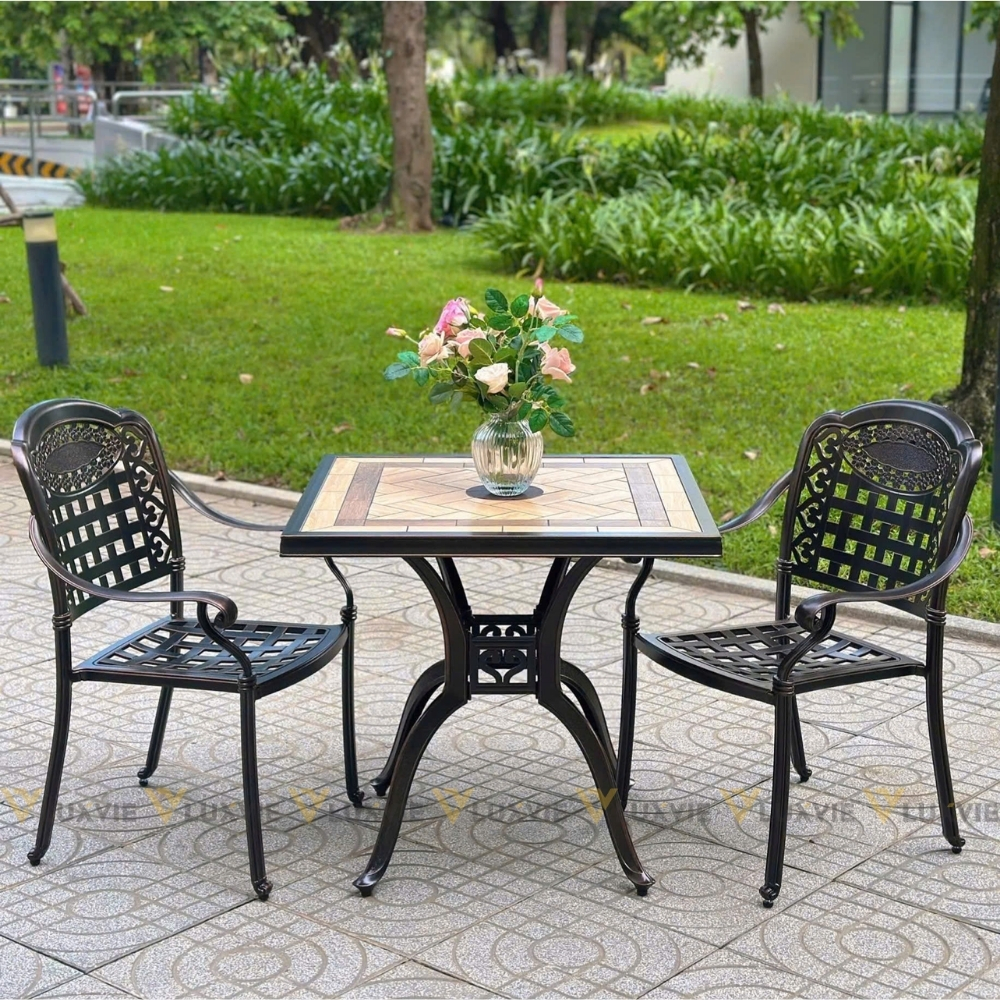 Bàn ghế cafe ngoài  trời nhôm