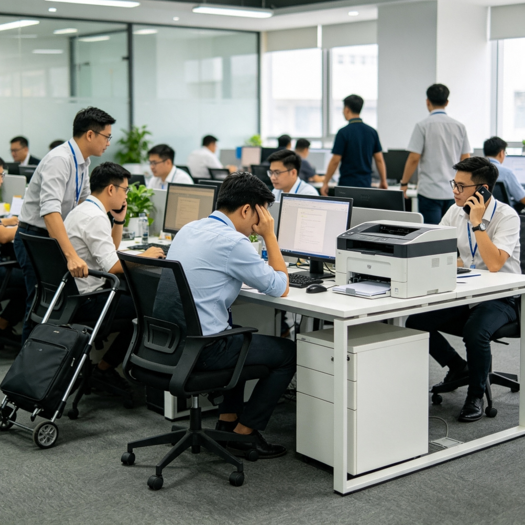Văn phòng mở tăng tương tác nhưng dễ gây mất tập trung bởi tiếng trò chuyện, điện thoại và các âm thanh xung quanh.