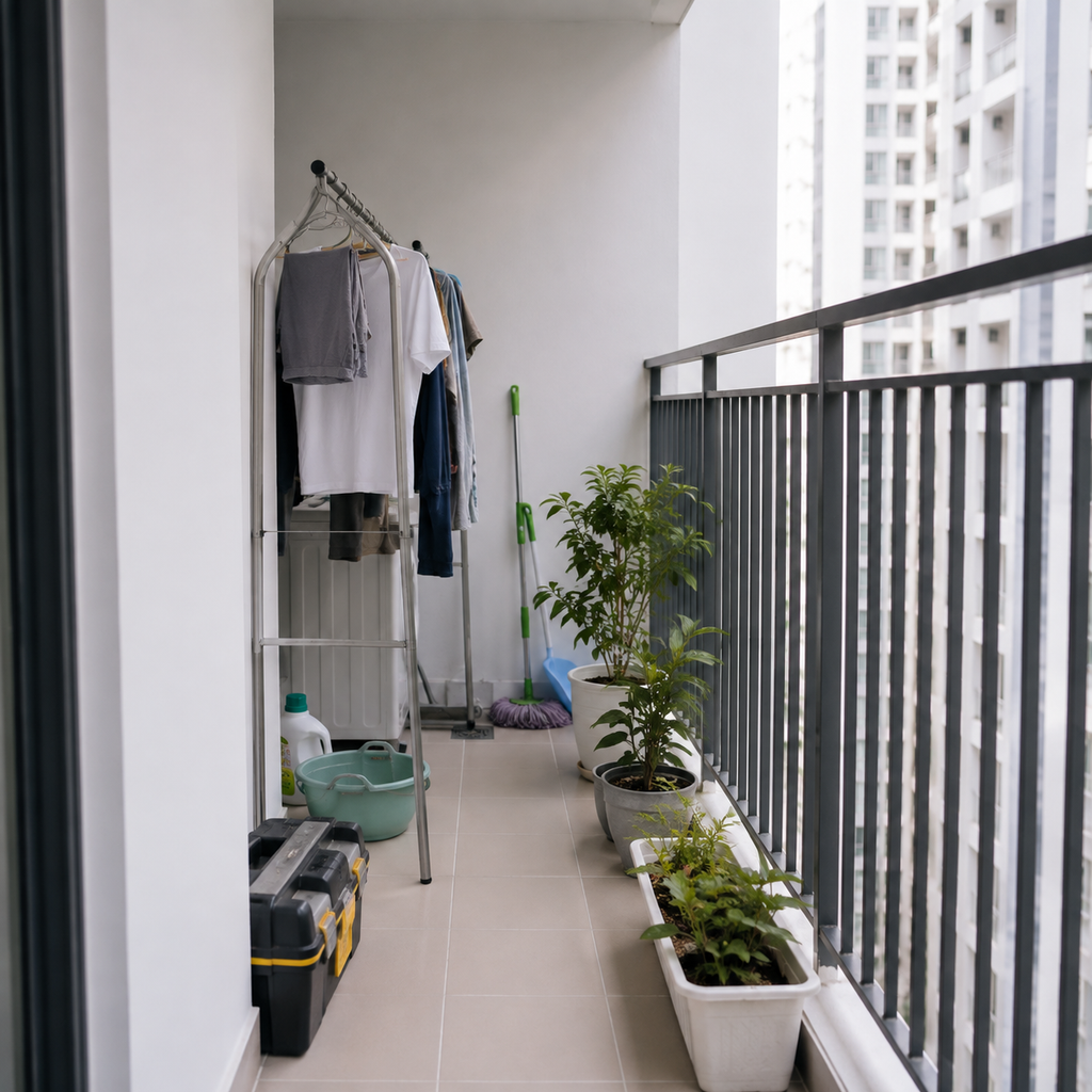 Ban công thường chỉ được dùng để phơi đồ, đặt cây hoặc làm nơi chứa những vật dụng ít sử dụng