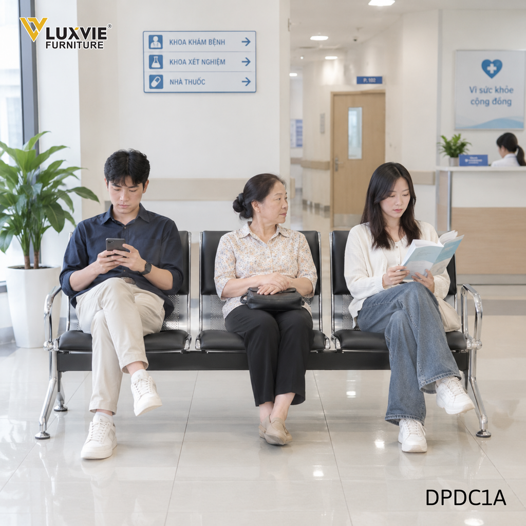 Ghế băng chờ giúp tối ưu diện tích và tạo sự đồng bộ cho khu vực tiếp đón