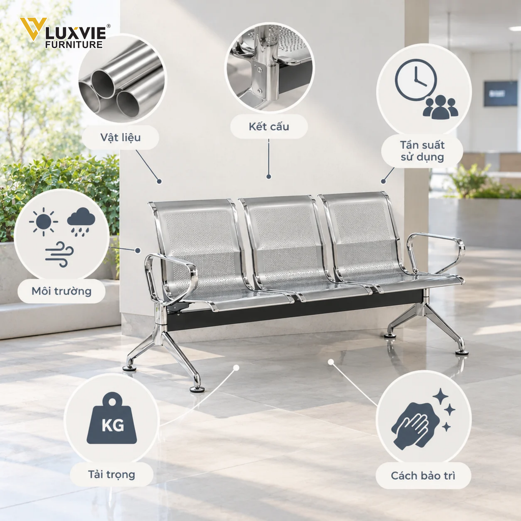 Độ bền của ghế khu vực công cộng phụ thuộc vào nhiều yếu tố